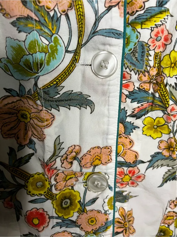 Roberta Roller Rabbit Cotton Short Sleeve Button Down Floral Pajama Top - Image 4