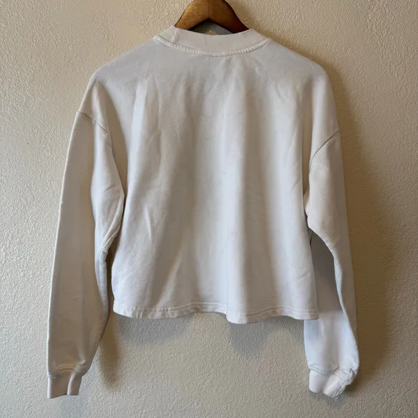 The North Face Cream Cropped Sweatshirt Women’s Small Embroidered Logo - Image 4