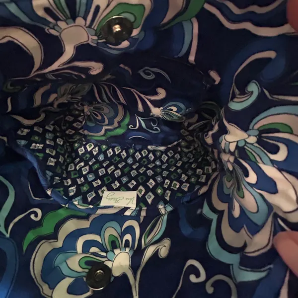 Vera Bradley Mediterranean Floral Quilted Cotton Tote Shoulder Bag Blue Green - Image 6