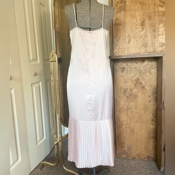 Vintage Gunne Sax Scott McClintock wedding dress silky slip dress midi pleats - Image 6