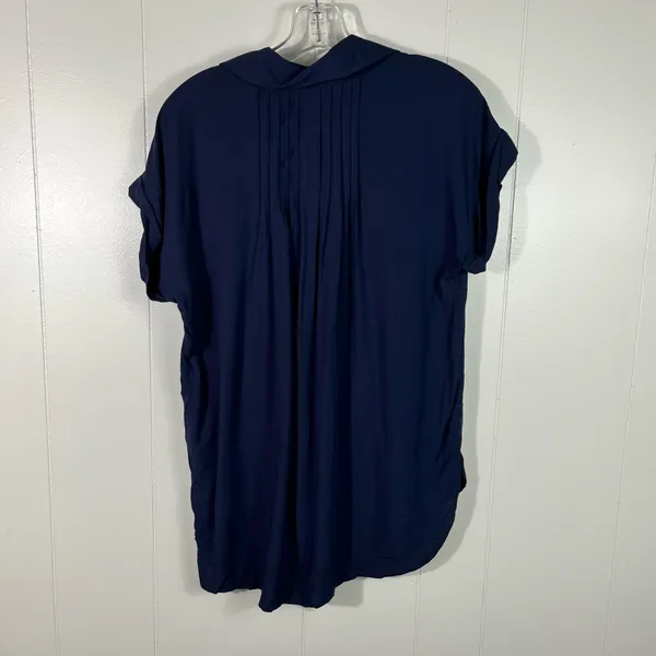 Casa Cabana Navy Blue Rayon Button Down Collared Pleated Back Shirt XS Cruise - Image 7