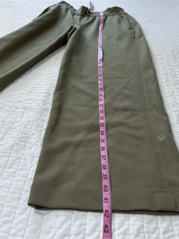 Athleta Allure High Rise Pant Women Size L Olive Branch Athleisure Wide Leg - Image 6