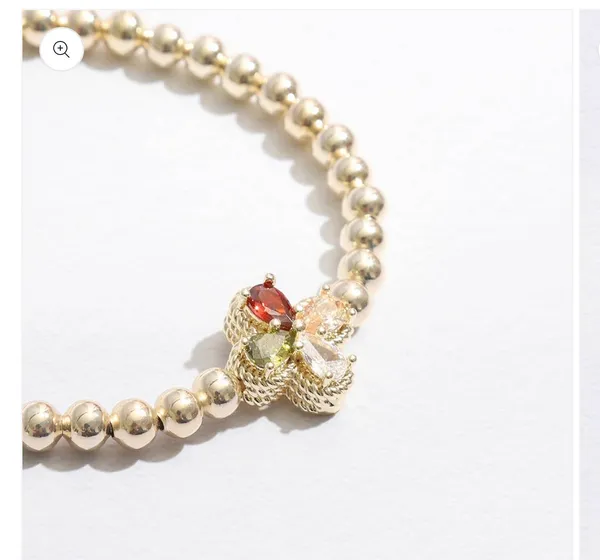 Color Rhinestone Cross Beaded Gold Tone Bracelet - Image 2