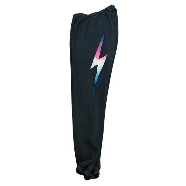 Aviator Nation Rainbow Bolt Sweatpants Black Women’s Small Joggers - Image 4