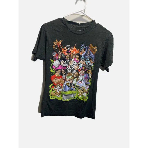 Disney Villains Graphic Tee‎ Women Small Charcoal Grey Maleficent Ursula Shirt - Image 2
