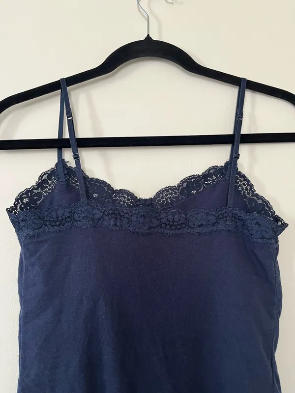Aeropostale Navy Lace Trim Cami Tank Top Womens Medium Layering Basic 2000s - Image 5