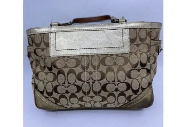 Coach Shoulder Bag Medium Msrp Beige Brown Jacquar - Image 3