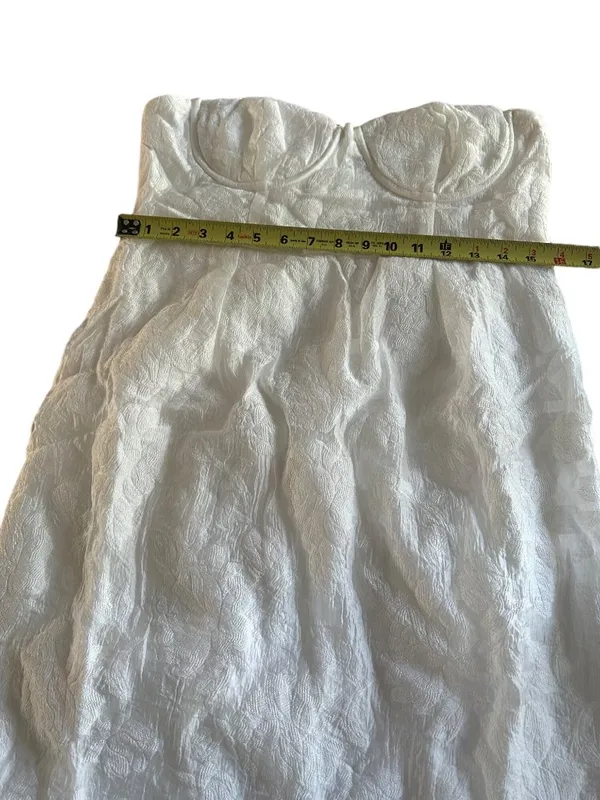 Lulus From this Day White Floral Jacquard Strapless Midi Dress Size L NWT - Image 9