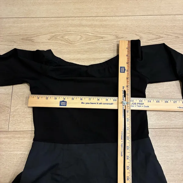 Tuckernuck Marissa Midi Dress Black Off the Shoulder Mixed Media Size S - Image 6