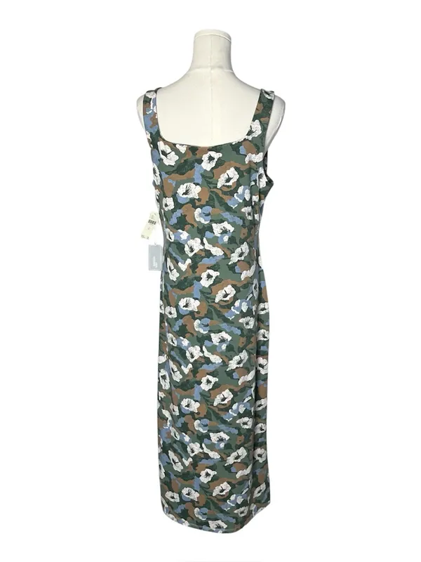 Daily Practice Anthropologie Green Floral Square Neck Midi Dress in Waypoint - Image 4
