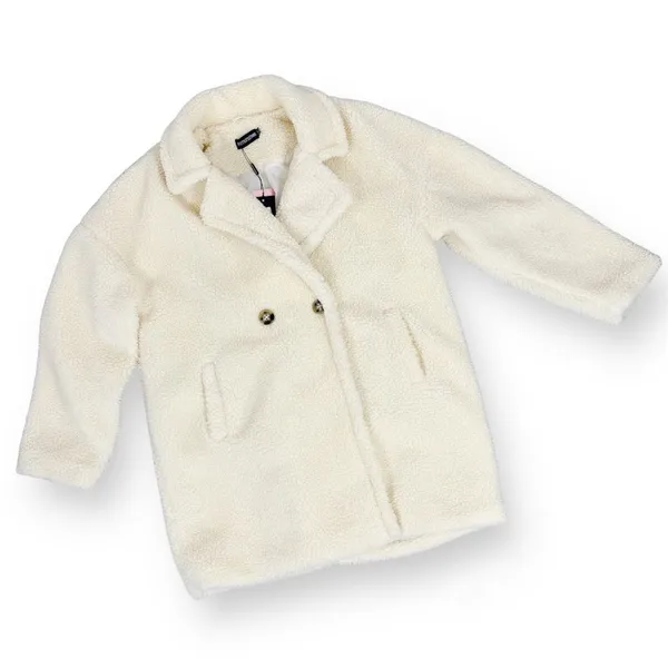 Pretty Little Thing Faux Sherpa Double Breasted Teddy Coat Cream 10 Borg‎ Lapel - Image 16