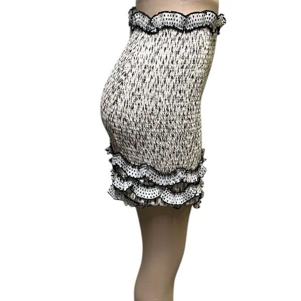Elliatt Muse Cream Cheetah Animal Print Ruffled Bodycon Mini Skirt Womens Medium - Image 3