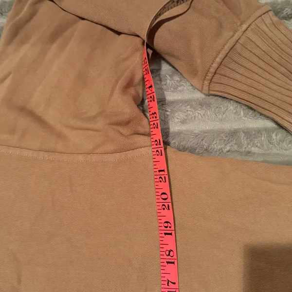 Aerie Oversized Quarter Zip Sweatshirt Tan‎ Ribbed Trim Pullover XS - Image 5