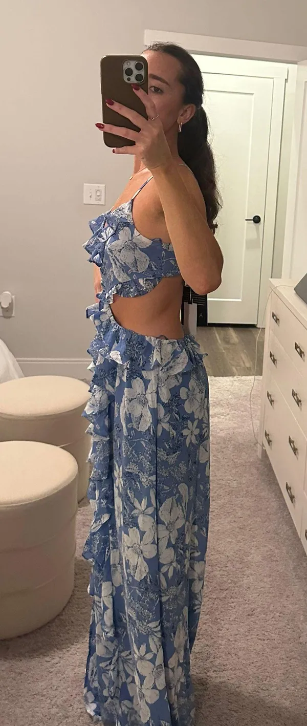Blue Ruffle Maxi Dress - Image 5