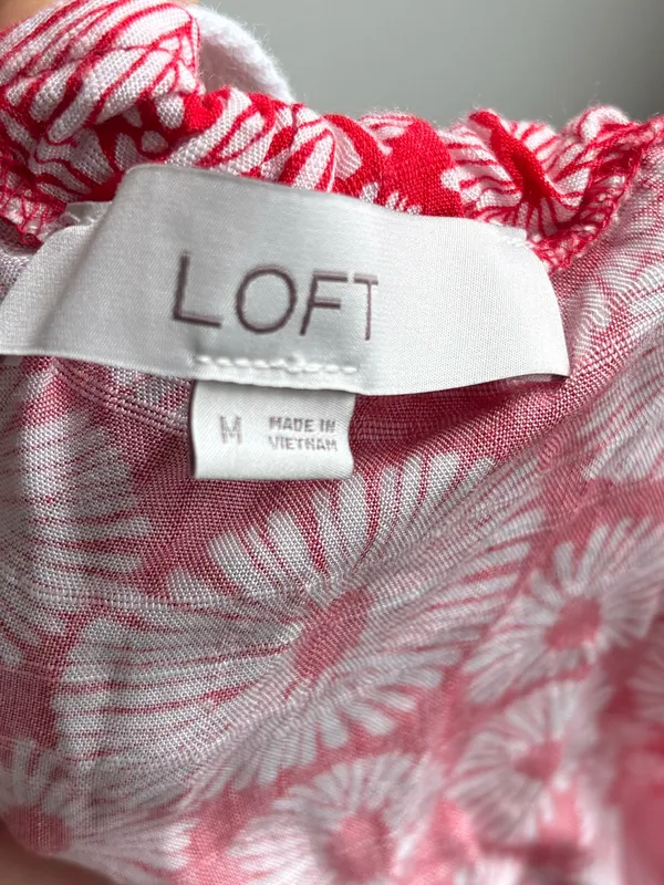 Loft Red Floral Sleeveless Tank Top - Image 2