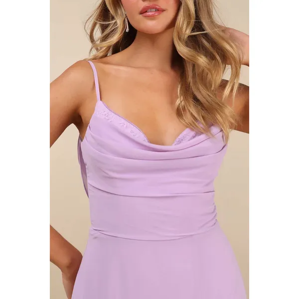 NWT Lulus Notorious Poise Lavender Sleeveless Cowl Neck Maxi Dress Bridesmaid S - Image 10