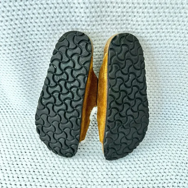 Birkenstock Arizona Double Strap Buckle Tan Suede Shearling Lined Sandals 36 - Image 8