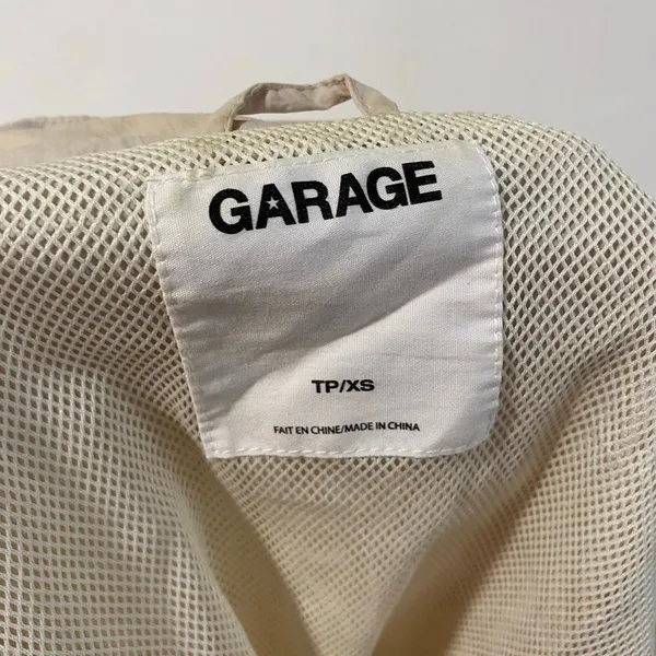 Garage Cropped Windbreaker Jacket XS Beige Cream Colorblock Y2K - Image 5