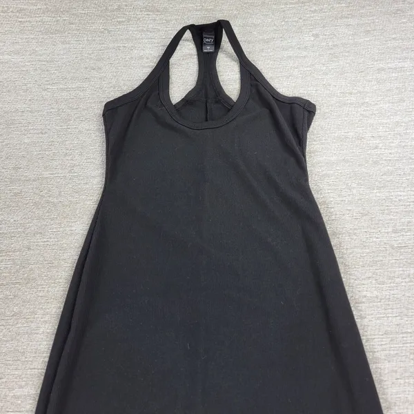 DAZY Shein Ribbed Maxi Dress Small Black Racerback Sleeveless Back Slit Bodycon - Image 4