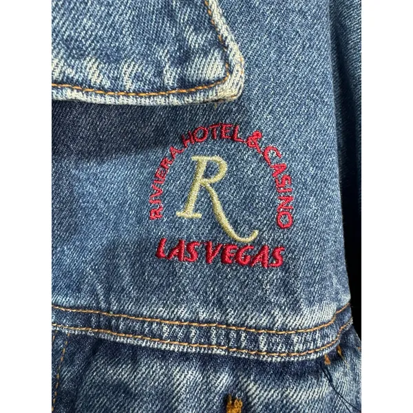Vintage‎ Riviera Blues Las Vegas Denim Jacket Riviera Hotel Casino Fireworks L - Image 5