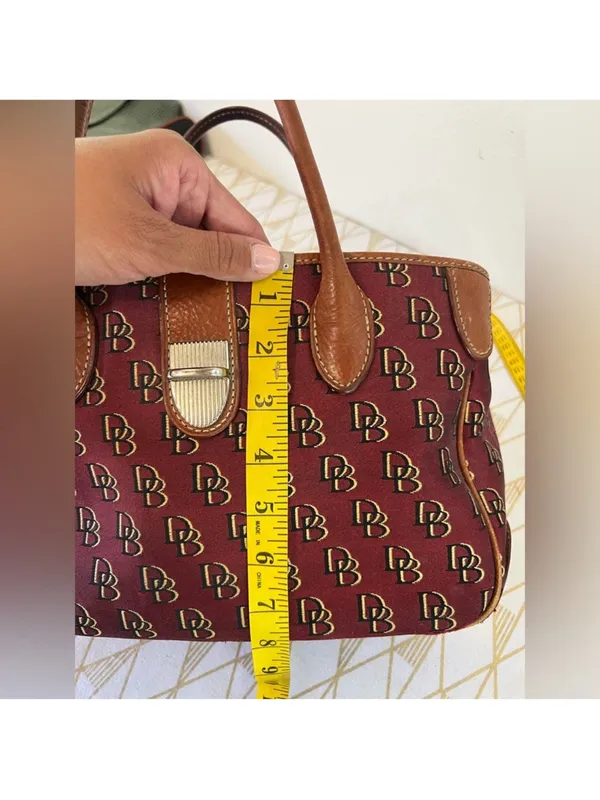Dooney & Bourke Red Burgundy Logo Tote with Brown Leather Trim - Image 12
