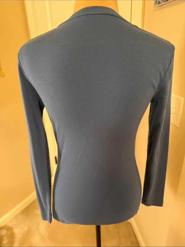 Classic Long-Sleeve Crewneck Top - Dusty Blue - Image 3
