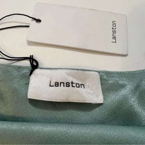 Lanston Cowl Neck Satin Slip Dress Sage Blue XS L-0001AS - Image 4