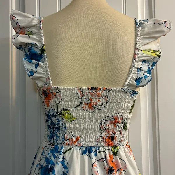 Abercrombie Floral Smocked Midi Dress Ruffle Straps Cottagecore Sundress - Image 7