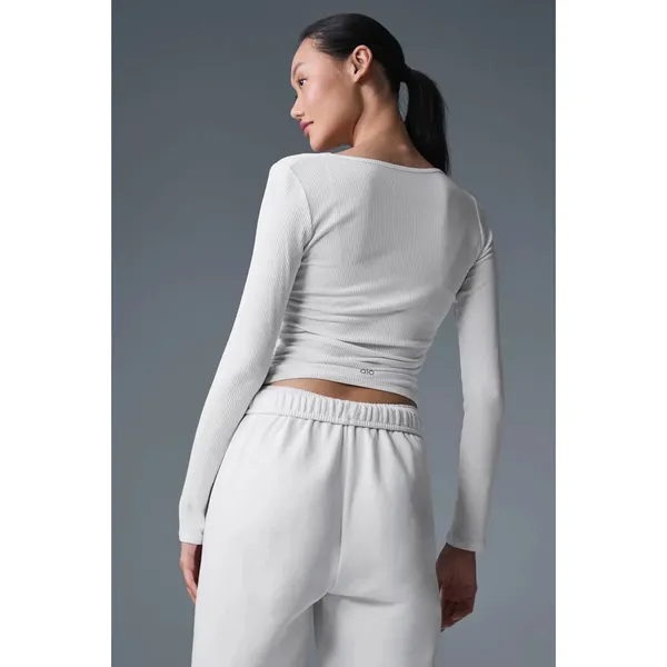 Alo White Gather Long Sleeve XS Top - Image 5