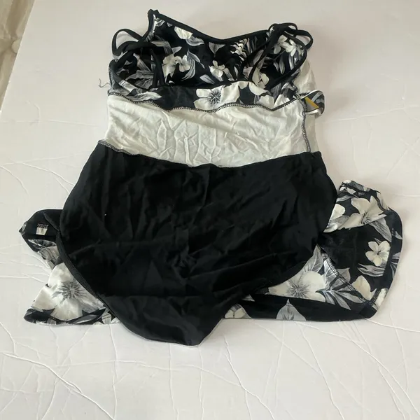 Floral Black and cream one piece Swimsuit - Image 12