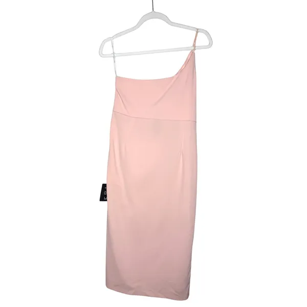Lulus One Shoulder Club Scene Bodycon Midi Dress XL Pink Party Wedding Guest New - Image 14