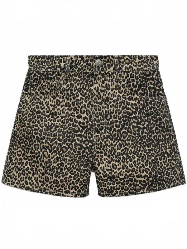 Mango Leopard-Print Straight Shorts NWT Leopard Brown Size 8 / EUR 40 - Image 6