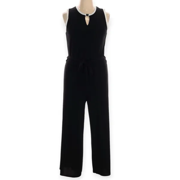 Lauren Ralph Lauren Black Wide Leg Slinky Belted Jumpsuit Size XL - Image 3