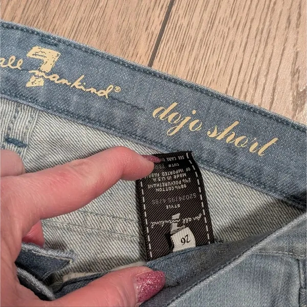 7 For All Mankind Womens 26 Dojo Short Jeans Light Wash Denim‎ Bermuda Made USA - Image 3