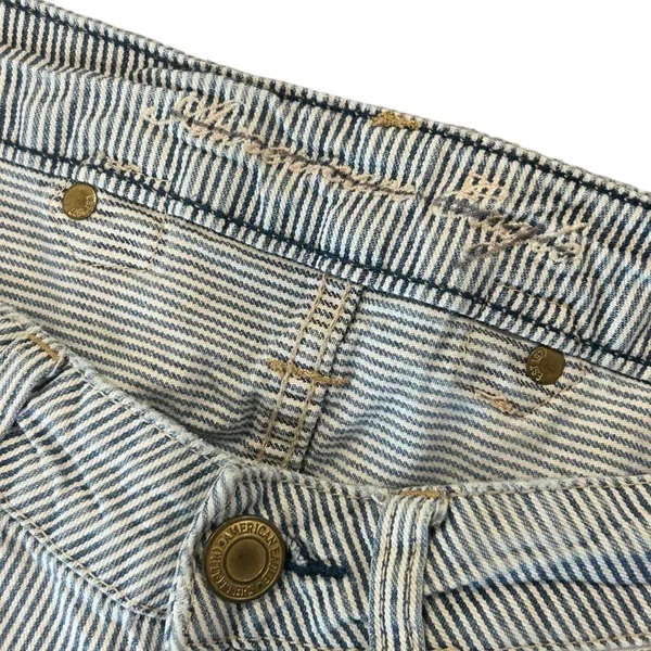 American Eagle Hickory Stripe Jeans Distressed Workwear Railroad Americana Y2K - Image 3