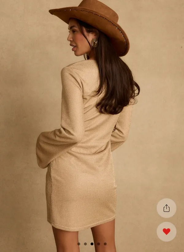 12th Tribe Gold Long Sleeve Mini Dress - Image 3