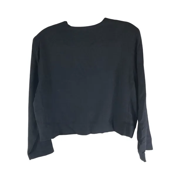 J Jill Vintage Blazer Jacket Button Front Shoulderpads Linen? Black 14 - Image 2