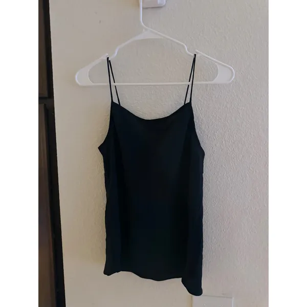 Shelly's Boutique Black Satin Cowl Neck Camisole Spaghetti Strap Tank Top - Image 2