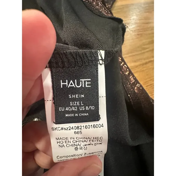 Hute by Shein Brown Shimmer Backless Maxi Dress Large - Image 9