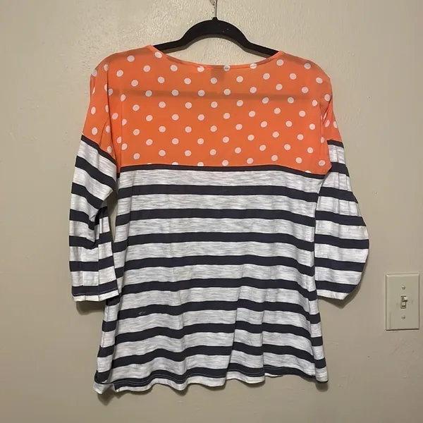 Postmark‎ Anthropologie Polka Dot Striped Blouse Size Small - Image 5