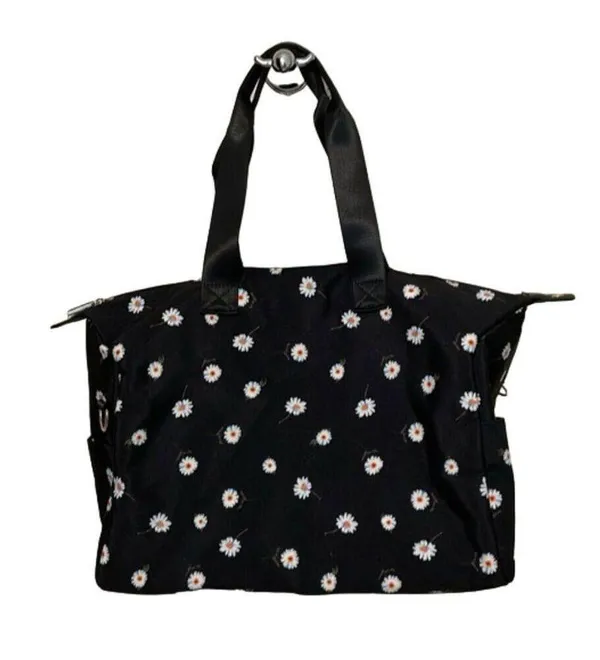 Alice + Olivia Black Fabfitfun Daisy Print Duffle Bag Weekender Travel Overnight - Image 9