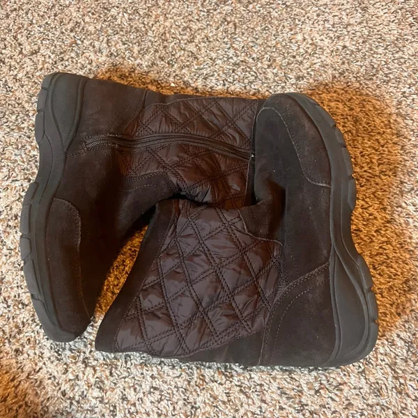 Lands' End Suede Winter Boots Quilted Warm Casual Ankle‎ Booties Size 9 - Image 4