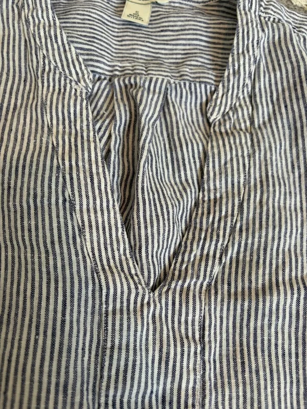 L.L.Bean Linen Pinstripe Pullover Shirt Sz Small Coastal Grandmother Breezy W3 - Image 7