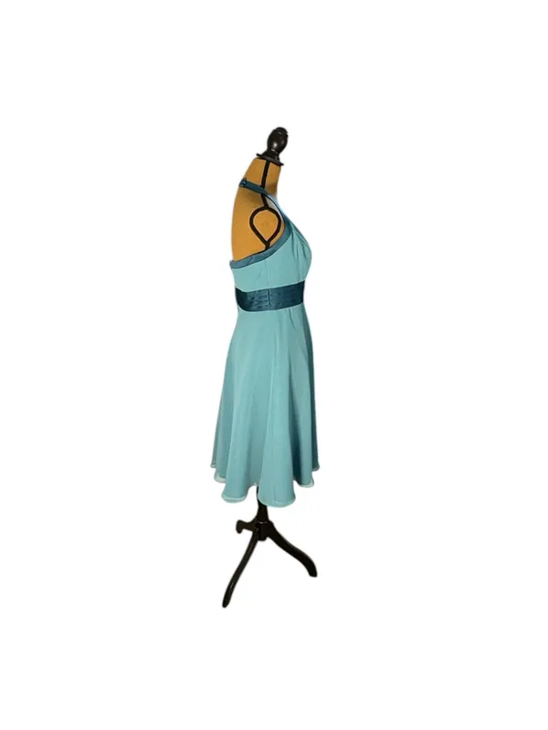 Vintage Alfred Angelo Y2K Aqua Halter Formal Dress Fairy Halloween Costume US 8 - Image 2