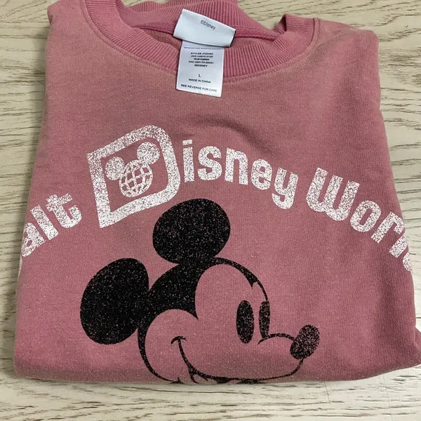 Disney Park Lightweight Pink Mickey Mouse Sweatshirt - Image 8