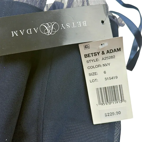 Betsy & Adam Women’s Blue Mesh-Trim Corset Dress Sz 6 NWT Cocktail Coquette - Image 8
