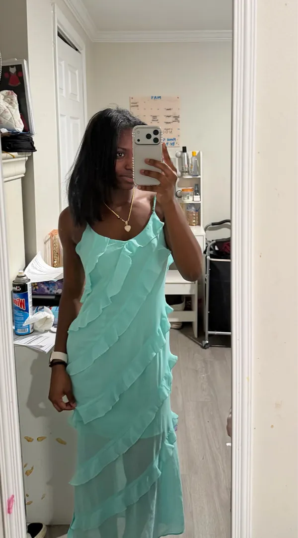 ruffle dress Green - Image 2