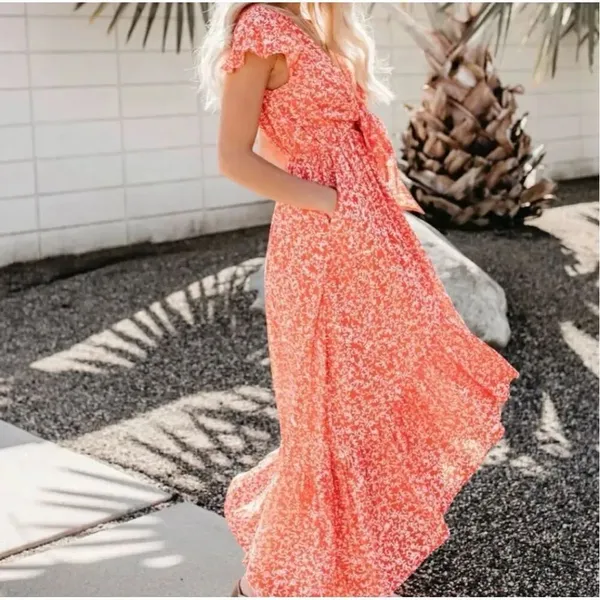 ✨Vici Kissed By The Sun High Low Pocketed Tie Maxi Sz Medium Dress✨ - Image 5
