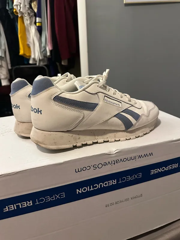 Reebok White Sneakers with Light Blue Trim - Image 2