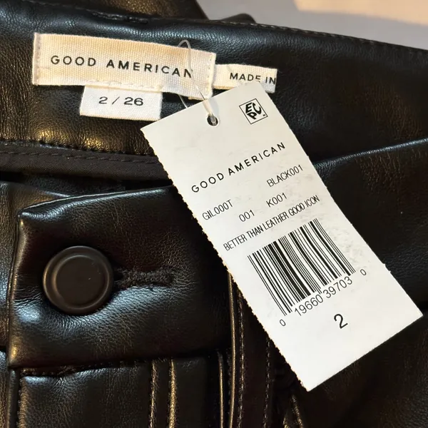 Good American NWT Black Better Than Leather Good Icon Pants - size 2/26 - Image 5